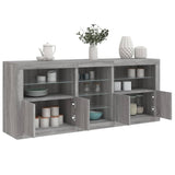 Sideboard mit LED-Leuchten Sonomagrau 162x37x67 cm