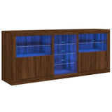 Buffet avec lumières LED chêne marron 162x37x67 cm