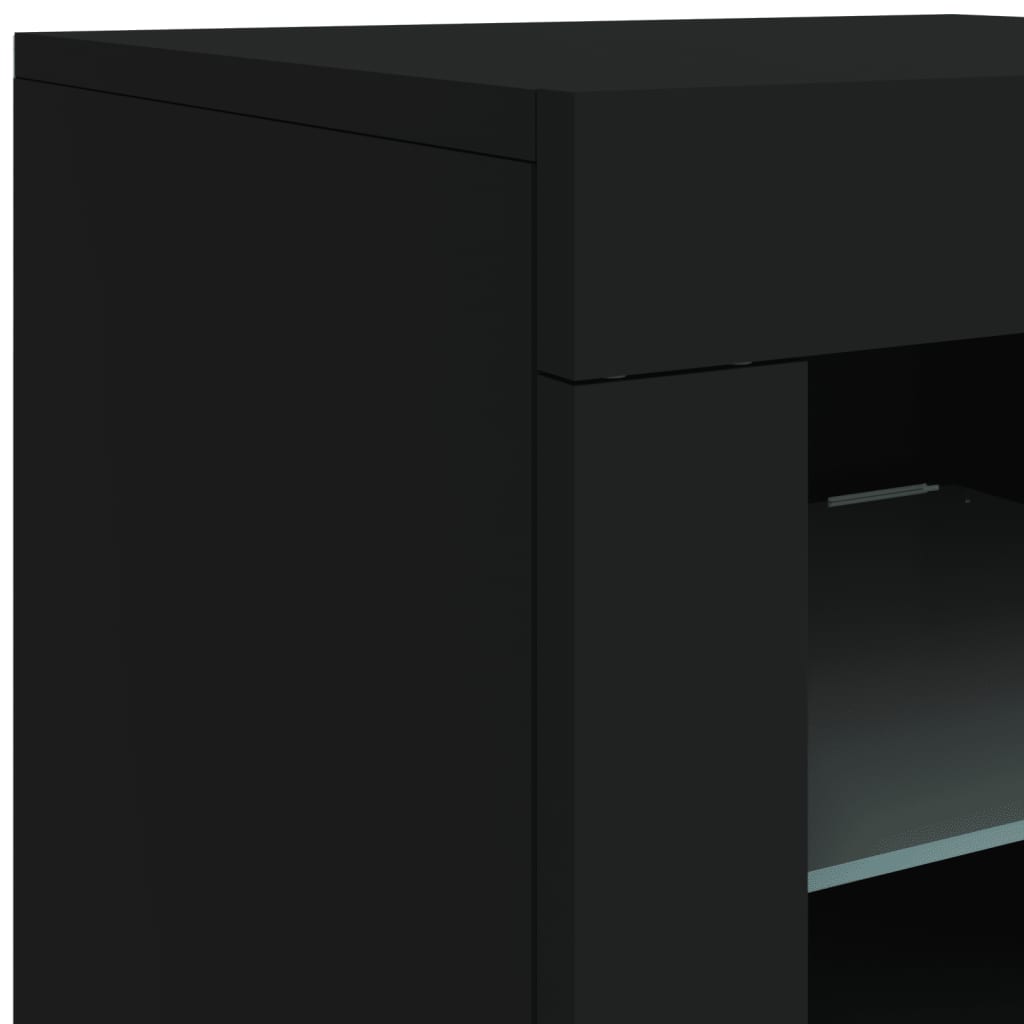 Buffet avec lumières LED noir 181,5x37x67 cm