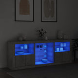 Buffet avec lumières LED gris béton 181,5x37x67 cm