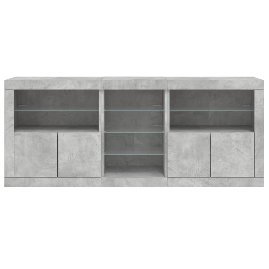 Buffet avec lumières LED gris béton 181,5x37x67 cm