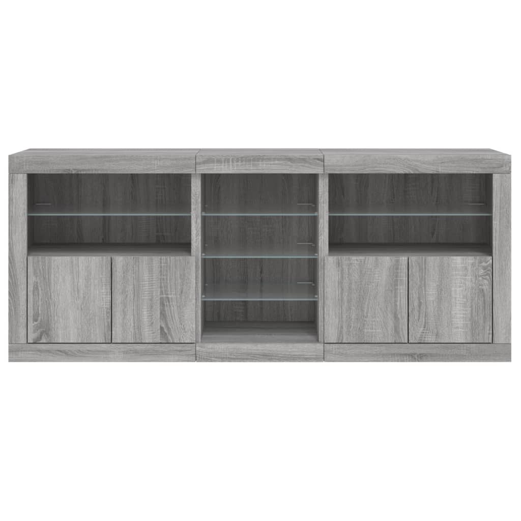 Buffet avec lumières LED sonoma gris 181,5x37x67 cm