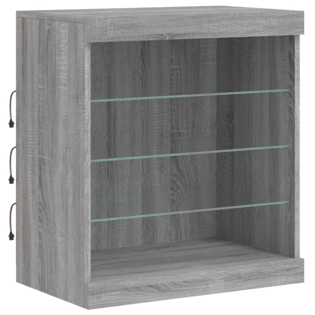 Buffet avec lumières LED sonoma gris 181,5x37x67 cm