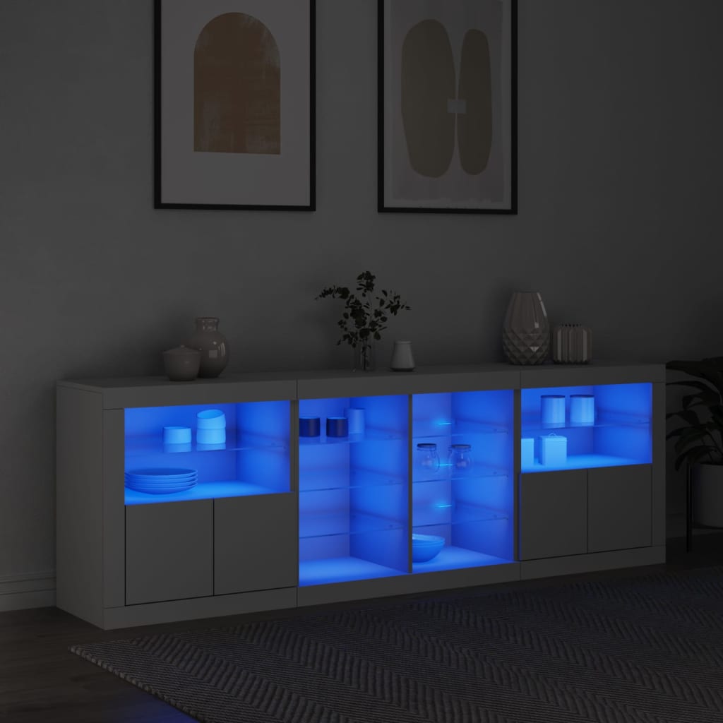 Buffet avec lumières LED blanc 202x37x67 cm