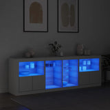 Buffet avec lumières LED blanc 202x37x67 cm