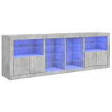 Buffet avec lumières LED gris béton 202x37x67 cm