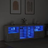 Buffet avec lumières LED gris béton 202x37x67 cm