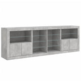 Buffet avec lumières LED gris béton 202x37x67 cm