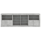 Buffet avec lumières LED gris béton 202x37x67 cm