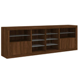 Buffet avec lumières LED chêne marron 202x37x67 cm