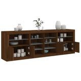 Buffet avec lumières LED chêne marron 202x37x67 cm