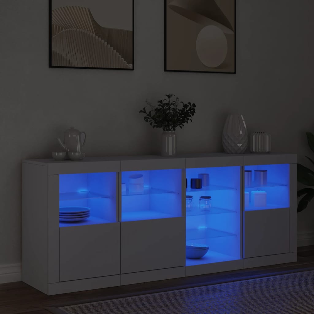 Buffet avec lumières LED blanc 164x37x67 cm