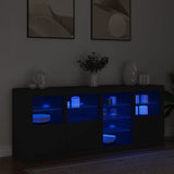 Buffet avec lumières LED noir 164x37x67 cm