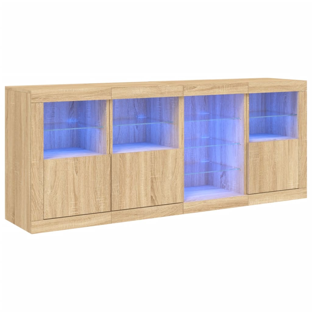 Buffet avec lumières LED chêne sonoma 164x37x67 cm