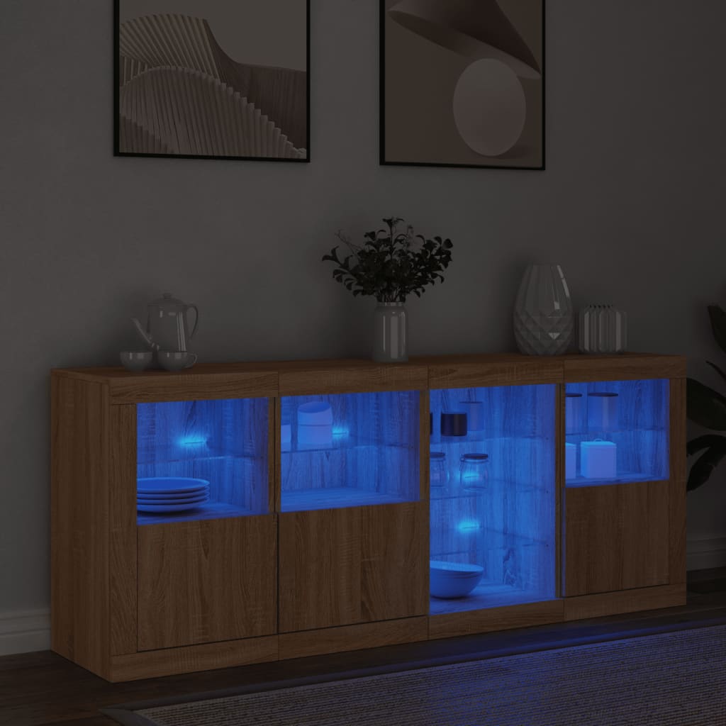 Buffet avec lumières LED chêne sonoma 164x37x67 cm