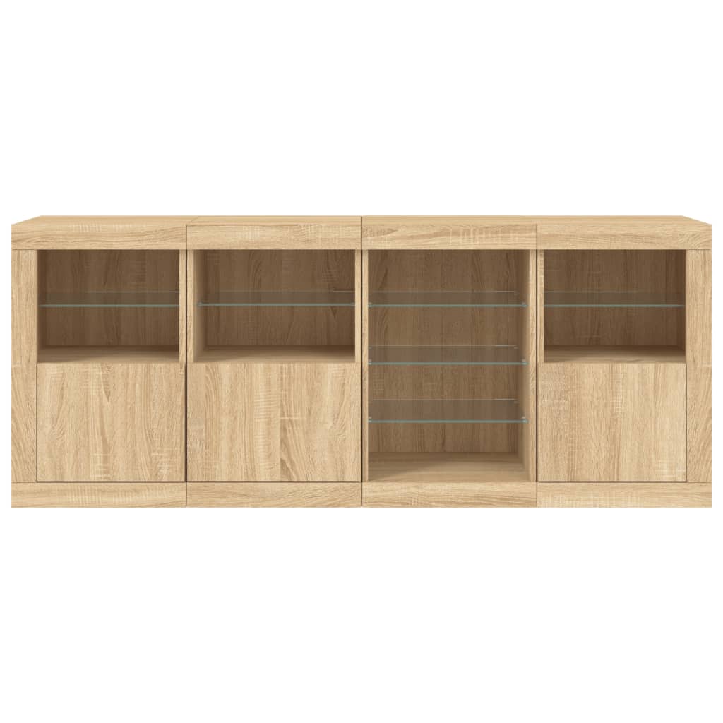 Buffet avec lumières LED chêne sonoma 164x37x67 cm