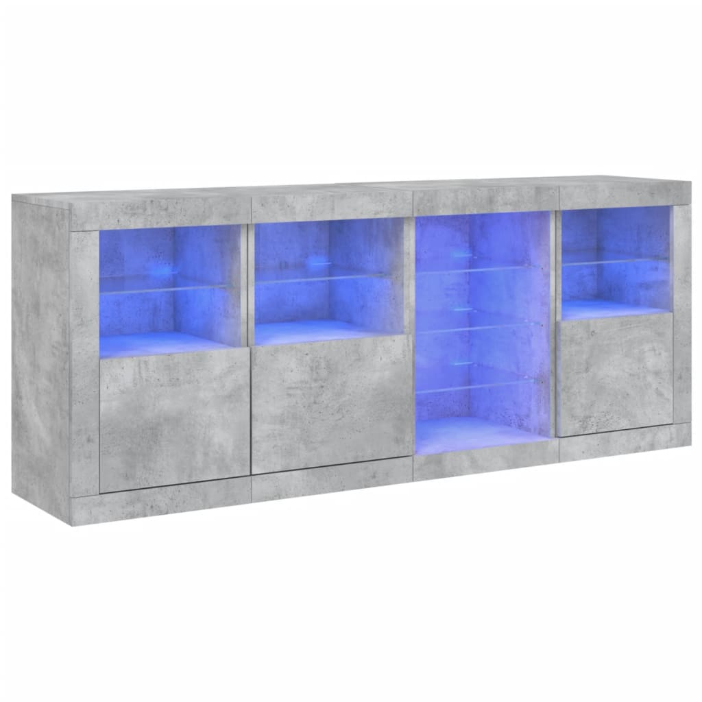 Buffet avec lumières LED gris béton 164x37x67 cm