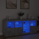 Buffet avec lumières LED gris béton 164x37x67 cm