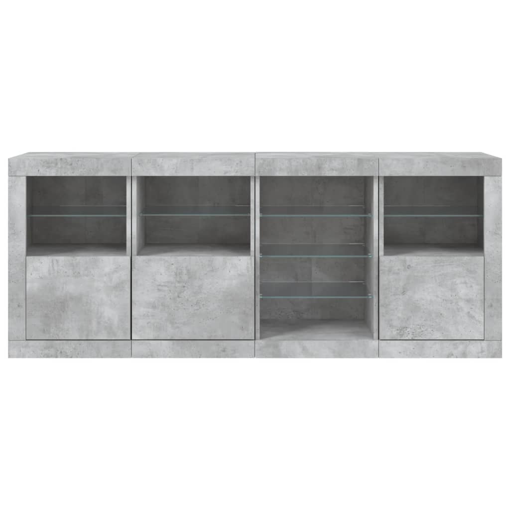 Buffet avec lumières LED gris béton 164x37x67 cm