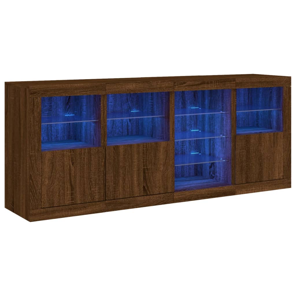 Buffet avec lumières LED chêne marron 164x37x67 cm