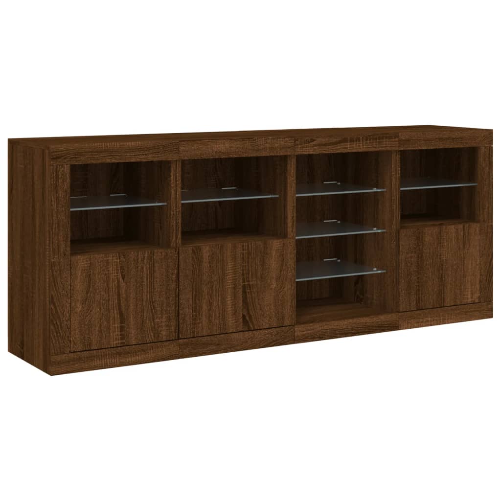 Buffet avec lumières LED chêne marron 164x37x67 cm