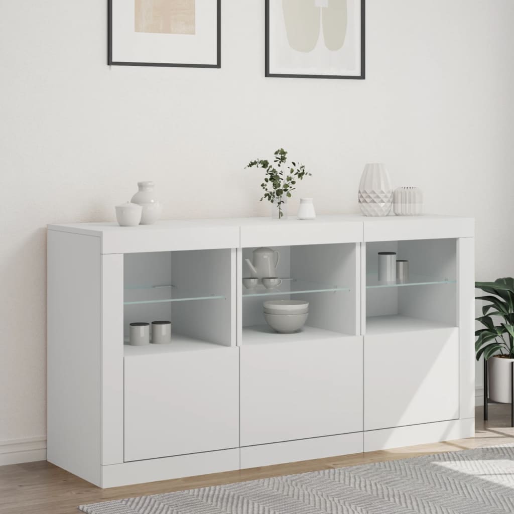 Sideboard mit weißen LED-Leuchten 123x37x67 cm