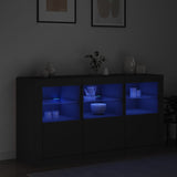 Buffet avec lumières LED noir 123x37x67 cm