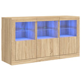 Buffet avec lumières LED chêne sonoma 123x37x67 cm