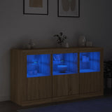 Buffet avec lumières LED chêne sonoma 123x37x67 cm