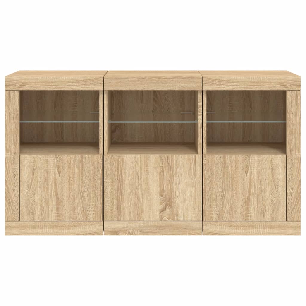 Buffet avec lumières LED chêne sonoma 123x37x67 cm