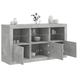 Buffet avec lumières LED gris béton 123x37x67 cm