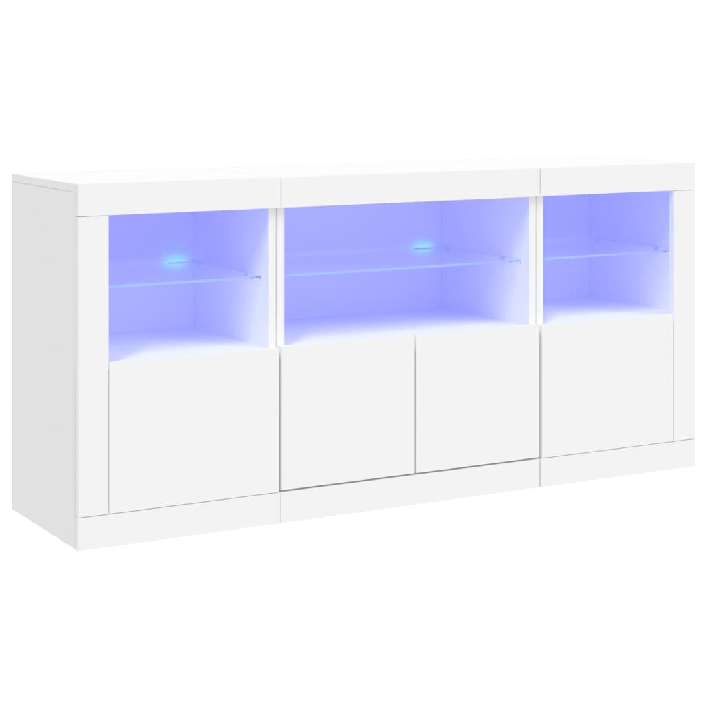 Buffet avec lumières LED blanc 142,5x37x67 cm