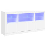 Buffet avec lumières LED blanc 142,5x37x67 cm