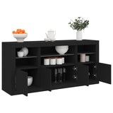 Buffet avec lumières LED noir 142,5x37x67 cm