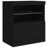 Buffet avec lumières LED noir 142,5x37x67 cm