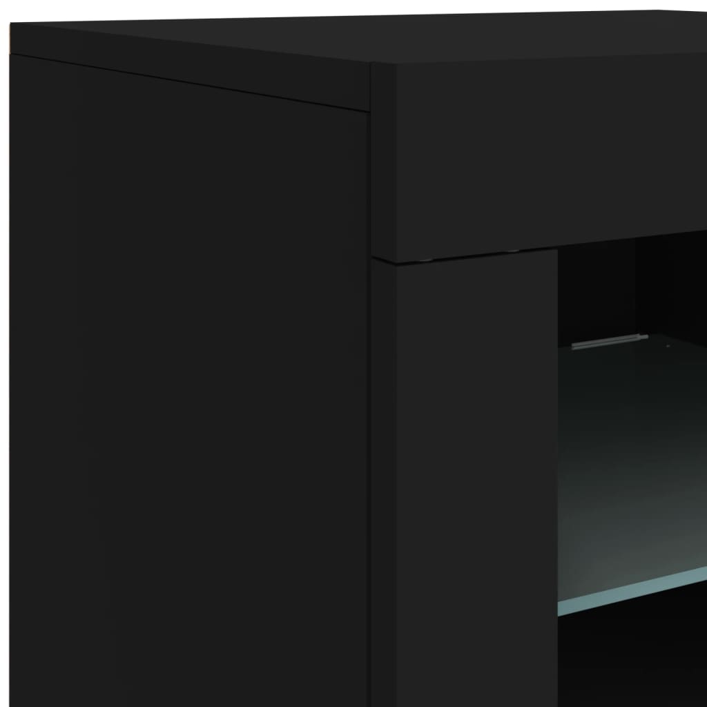 Buffet avec lumières LED noir 142,5x37x67 cm