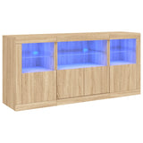 Buffet avec lumières LED chêne sonoma 142,5x37x67 cm