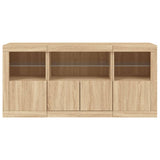 Sideboard with LED lights sonoma oak 142.5x37x67 cm