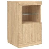 Sideboard with LED lights sonoma oak 142.5x37x67 cm