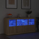 Buffet avec lumières LED chêne sonoma 142,5x37x67 cm