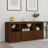 Sideboard mit LED-Leuchten, braune Eiche, 142,5 x 37 x 67 cm