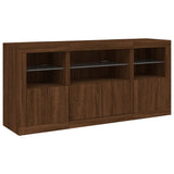 Sideboard mit LED-Leuchten, braune Eiche, 142,5 x 37 x 67 cm