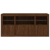 Sideboard mit LED-Leuchten, braune Eiche, 142,5 x 37 x 67 cm