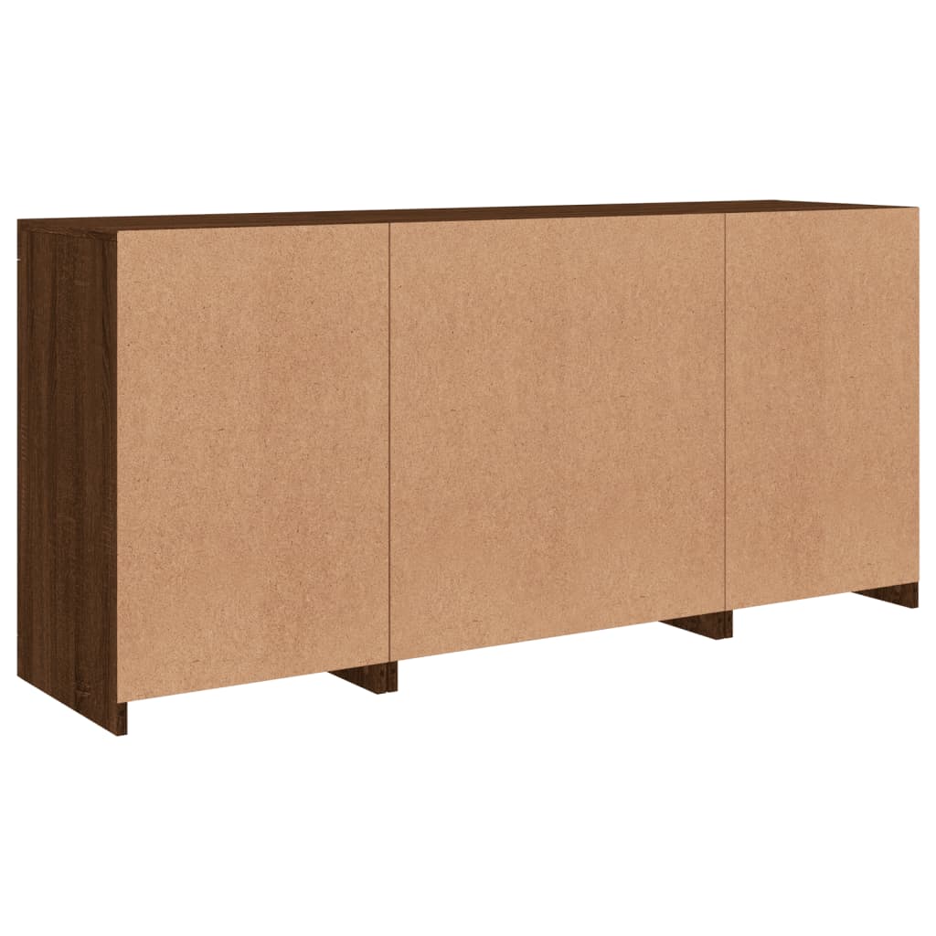 Sideboard mit LED-Leuchten, braune Eiche, 142,5 x 37 x 67 cm