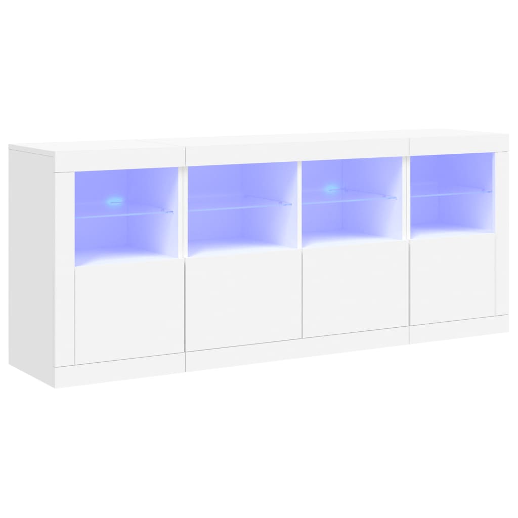 Sideboard with white LED lights 163x37x67 cm