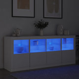 Sideboard with white LED lights 163x37x67 cm