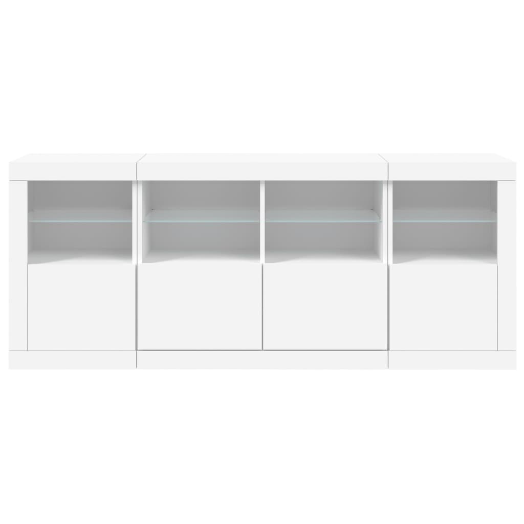 Sideboard with white LED lights 163x37x67 cm