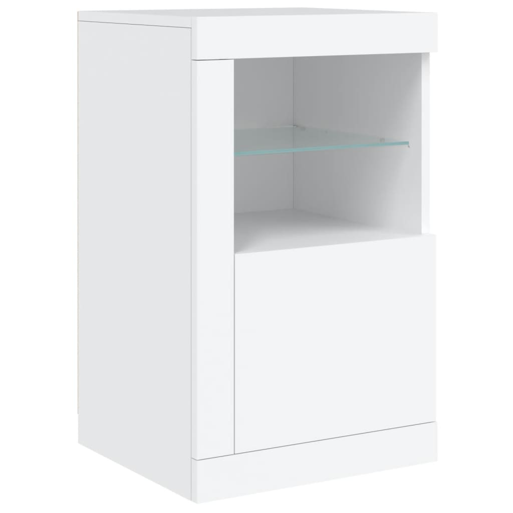 Sideboard with white LED lights 163x37x67 cm