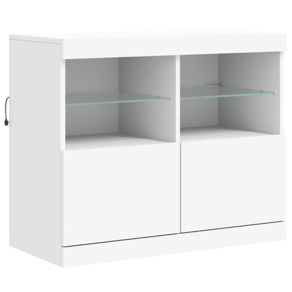 Sideboard with white LED lights 163x37x67 cm