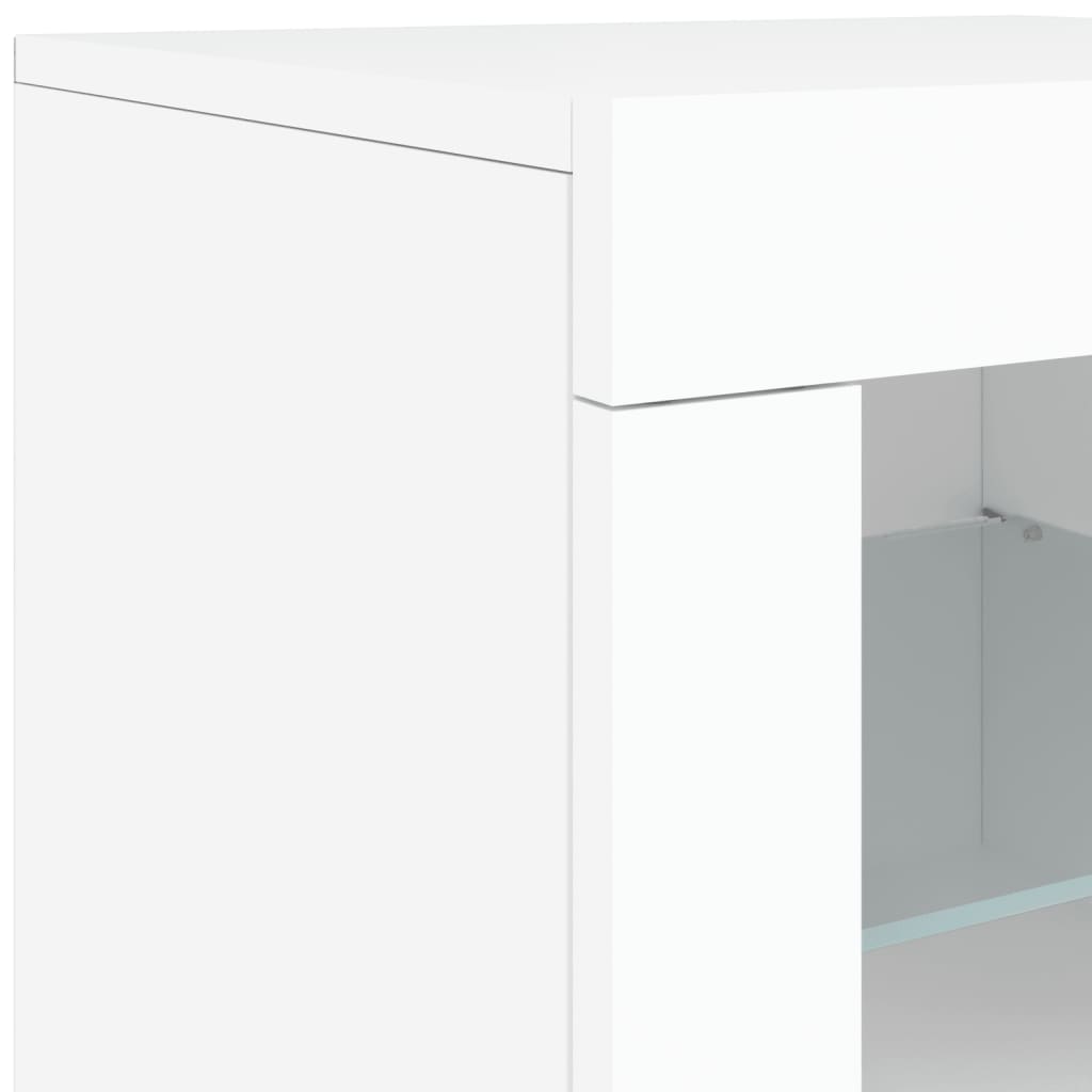 Sideboard with white LED lights 163x37x67 cm